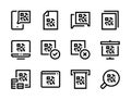 QR code and Online link cipher editable stroke line vector icons.